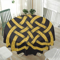Gold Celtic Knot Symbol Print Waterproof Round Tablecloth