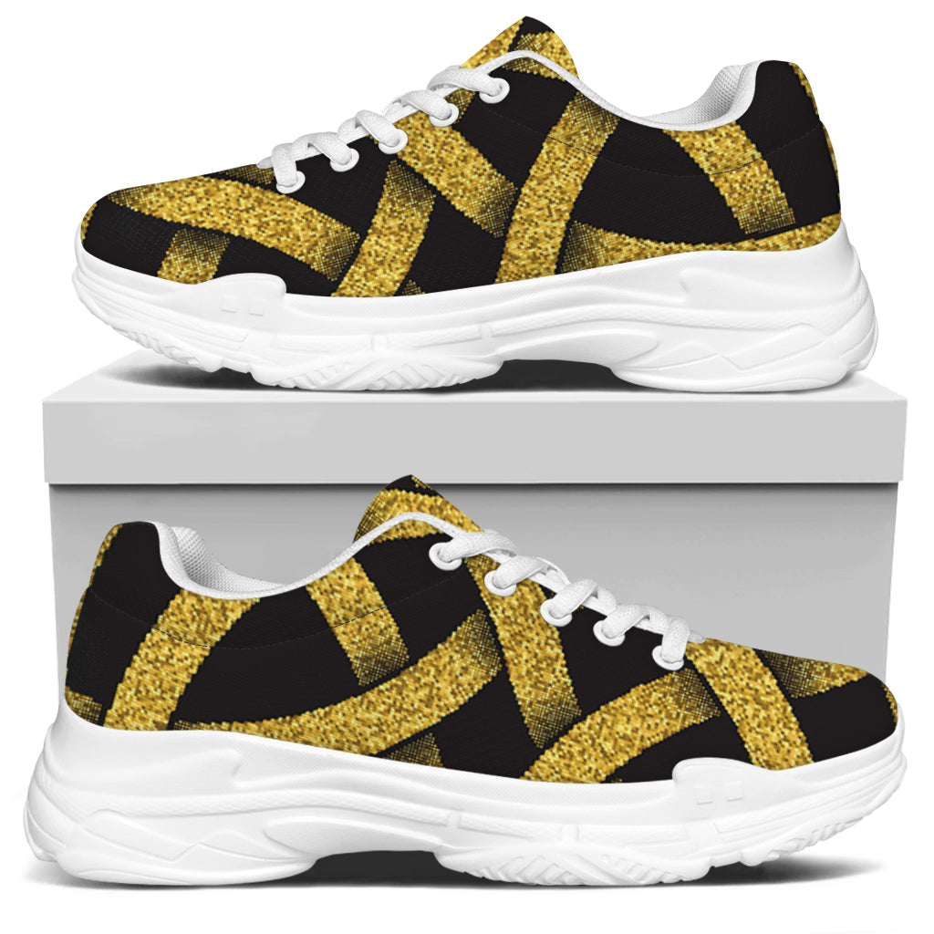 Gold Celtic Knot Symbol Print White Chunky Shoes