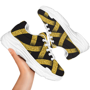 Gold Celtic Knot Symbol Print White Chunky Shoes