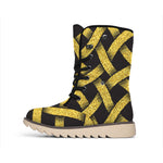 Gold Celtic Knot Symbol Print Winter Boots