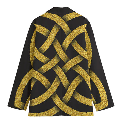 Gold Celtic Knot Symbol Print Women's Blazer
