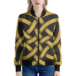 Gold Celtic Knot Symbol Print Women's Bomber Jacket