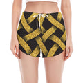 Gold Celtic Knot Symbol Print Women's Split Running Shorts