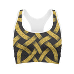 Gold Celtic Knot Symbol Print Women's Sports Bra