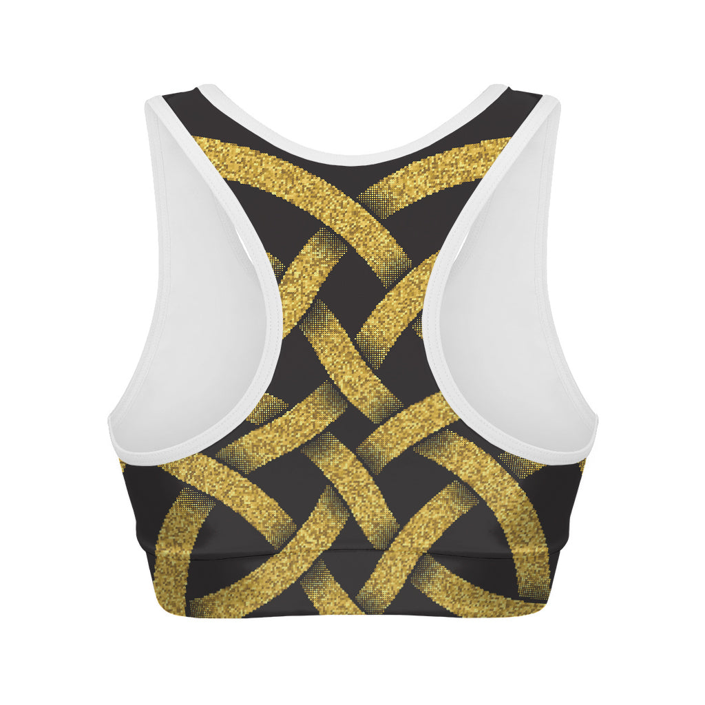 Gold Celtic Knot Symbol Print Women's Sports Bra