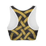 Gold Celtic Knot Symbol Print Women's Sports Bra