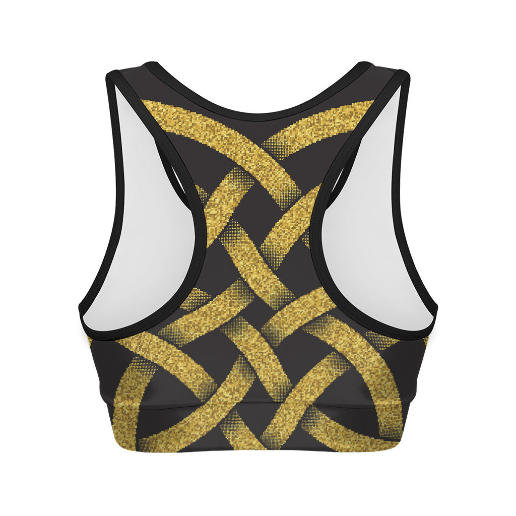 Gold Celtic Knot Symbol Print Women's Sports Bra