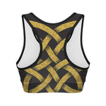 Gold Celtic Knot Symbol Print Women's Sports Bra