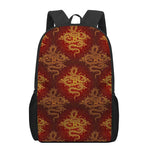 Gold Chinese Dragon Pattern Print 17 Inch Backpack