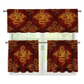 Gold Chinese Dragon Pattern Print 3 Piece Kitchen Curtains