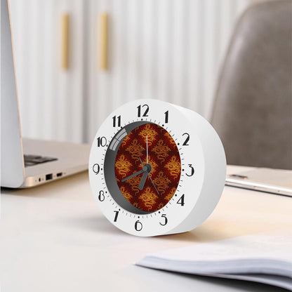 Gold Chinese Dragon Pattern Print Alarm Clock