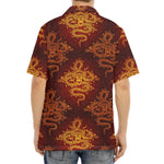 Gold Chinese Dragon Pattern Print Aloha Shirt