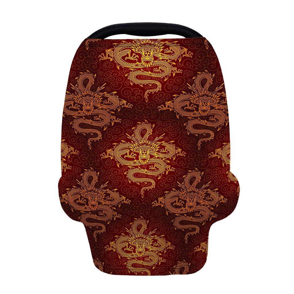 Gold Chinese Dragon Pattern Print Baby Seat Cover