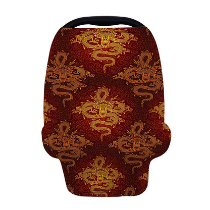 Gold Chinese Dragon Pattern Print Baby Seat Cover