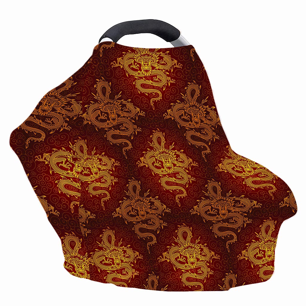Gold Chinese Dragon Pattern Print Baby Seat Cover
