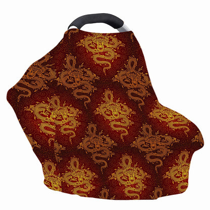 Gold Chinese Dragon Pattern Print Baby Seat Cover