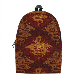 Gold Chinese Dragon Pattern Print Backpack