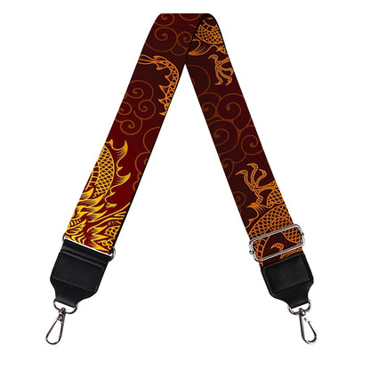 Gold Chinese Dragon Pattern Print Bag Strap