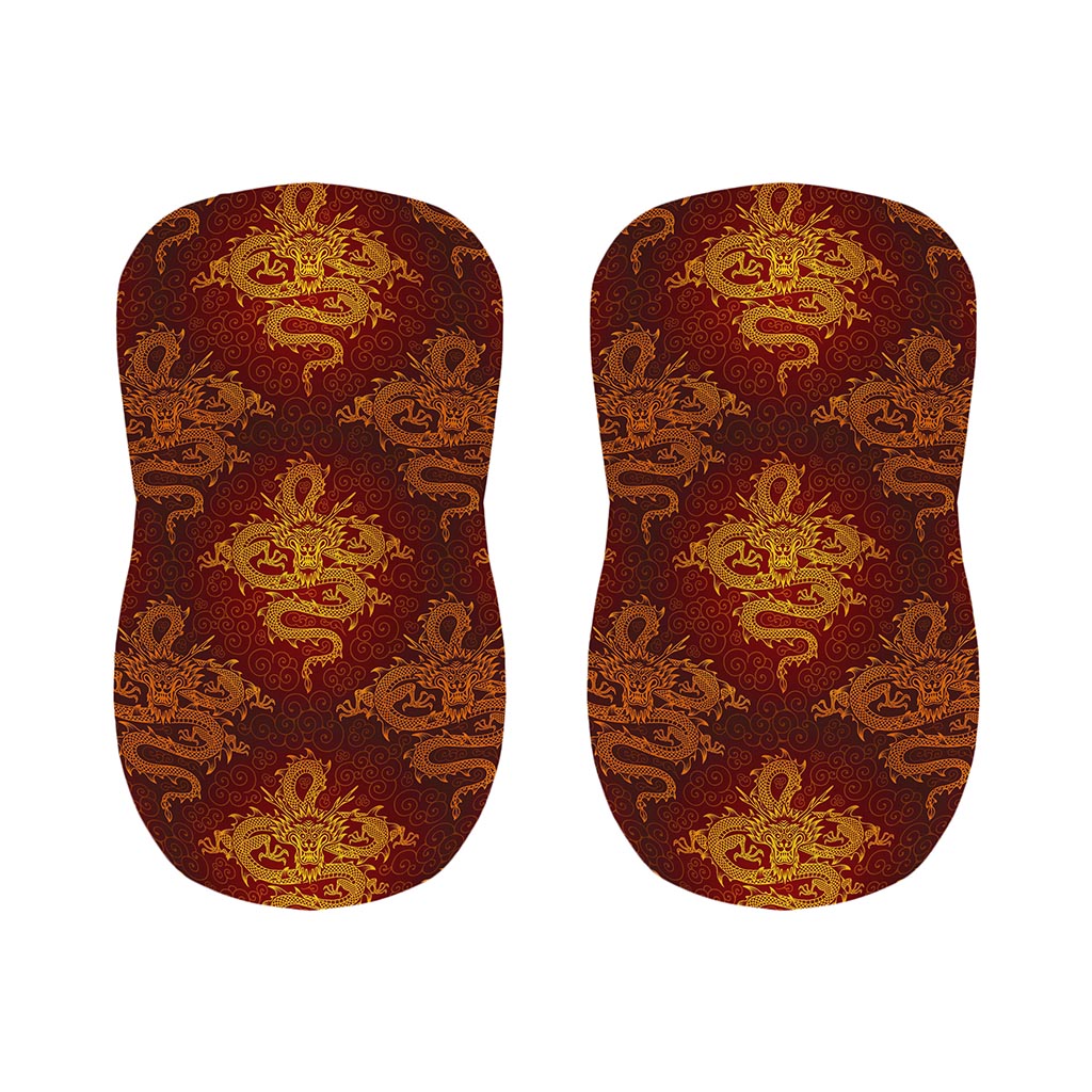 Gold Chinese Dragon Pattern Print Bar Stool Covers