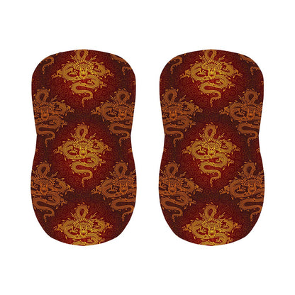 Gold Chinese Dragon Pattern Print Bar Stool Covers