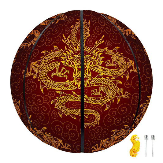 Gold Chinese Dragon Pattern Print Basketball