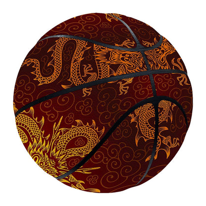 Gold Chinese Dragon Pattern Print Basketball
