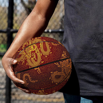 Gold Chinese Dragon Pattern Print Basketball