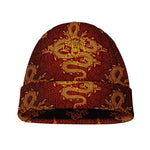 Gold Chinese Dragon Pattern Print Beanie