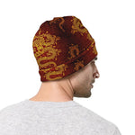 Gold Chinese Dragon Pattern Print Beanie
