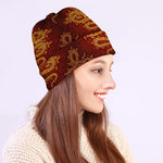 Gold Chinese Dragon Pattern Print Beanie