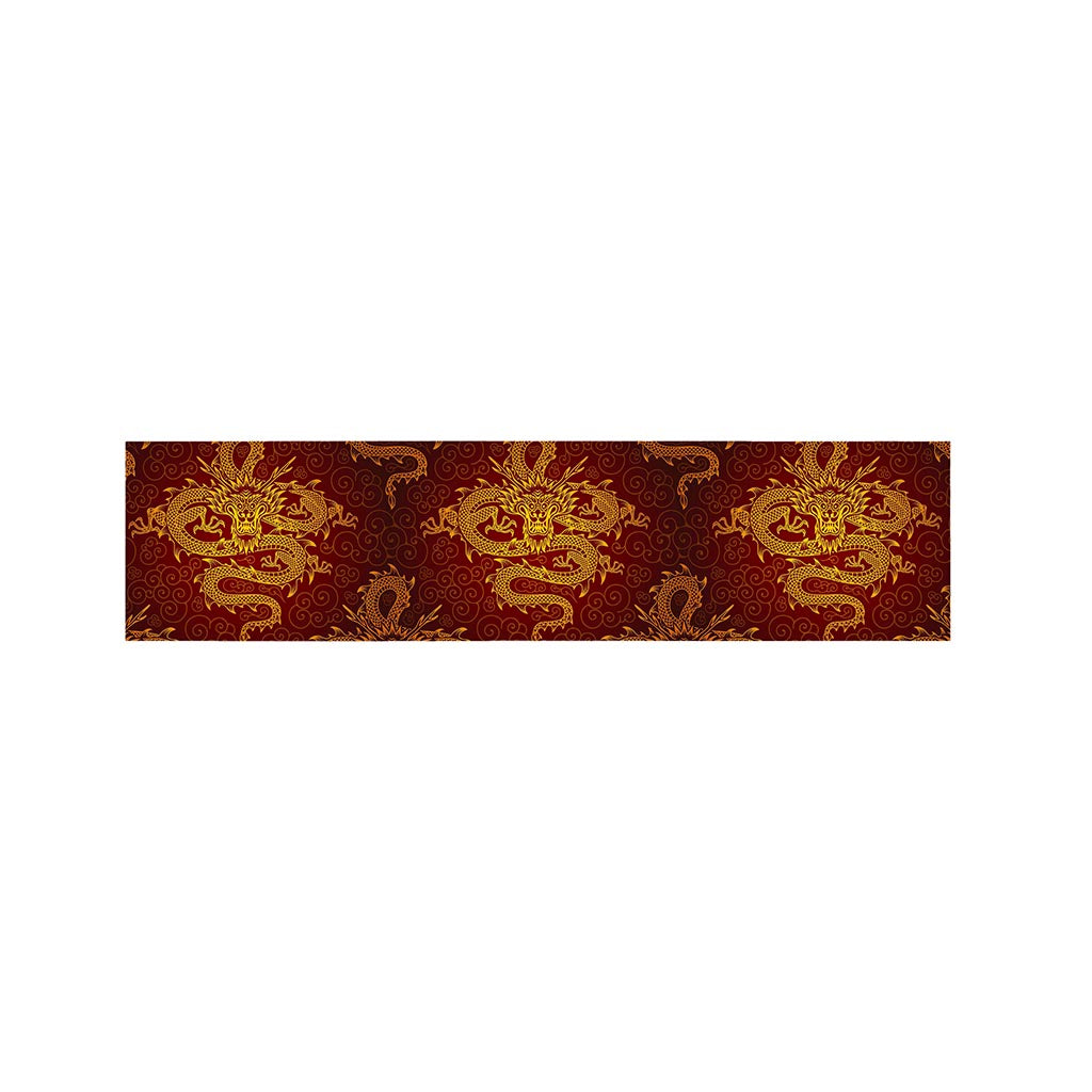Gold Chinese Dragon Pattern Print Bed Runner