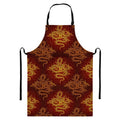 Gold Chinese Dragon Pattern Print Bib Apron With Pocket