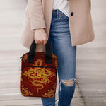 Gold Chinese Dragon Pattern Print Bible Tote Bag