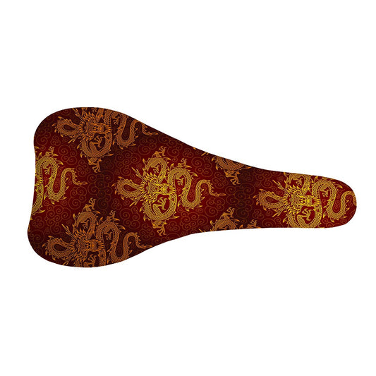 Gold Chinese Dragon Pattern Print Bicycle Seat Cover