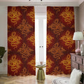 Gold Chinese Dragon Pattern Print Dimout Pencil Pleat Curtains