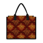Gold Chinese Dragon Pattern Print Canvas Tote Bag