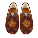 Gold Chinese Dragon Pattern Print Casual Shoes