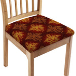 Gold Chinese Dragon Pattern Print Chair Cushion Cover