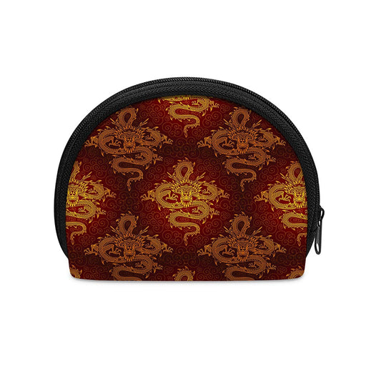 Gold Chinese Dragon Pattern Print Coin Purse
