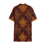 Gold Chinese Dragon Pattern Print Cotton Hawaiian Shirt