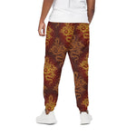 Gold Chinese Dragon Pattern Print Cotton Pants