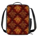 Gold Chinese Dragon Pattern Print Crossbody Lunch Bag