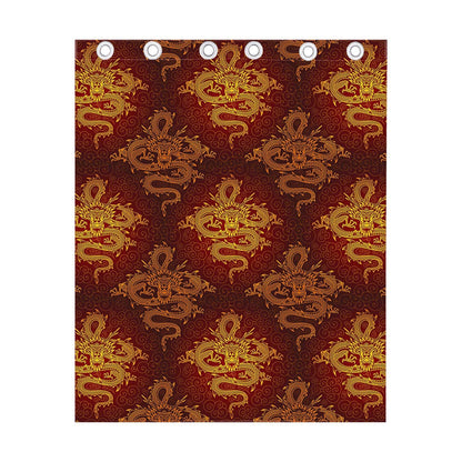Gold Chinese Dragon Pattern Print Curtain