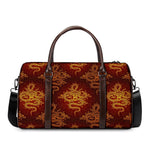Gold Chinese Dragon Pattern Print Duffle Bag