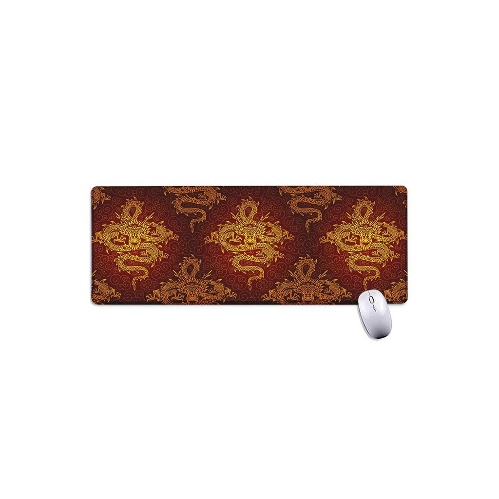 Gold Chinese Dragon Pattern Print Extended Mouse Pad