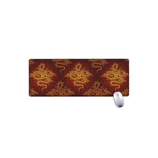 Gold Chinese Dragon Pattern Print Extended Mouse Pad