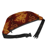 Gold Chinese Dragon Pattern Print Fanny Pack