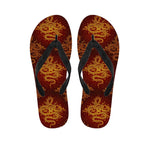 Gold Chinese Dragon Pattern Print Flip Flops