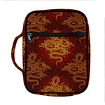 Gold Chinese Dragon Pattern Print Front Pocket Bible Bag
