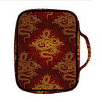 Gold Chinese Dragon Pattern Print Front Pocket Bible Bag